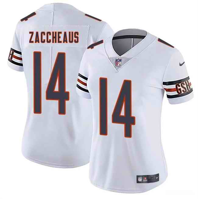 Women's Chicago Bears #14 Olamide Zaccheaus White 2025 Vapor Stitched Jersey(Run Small)